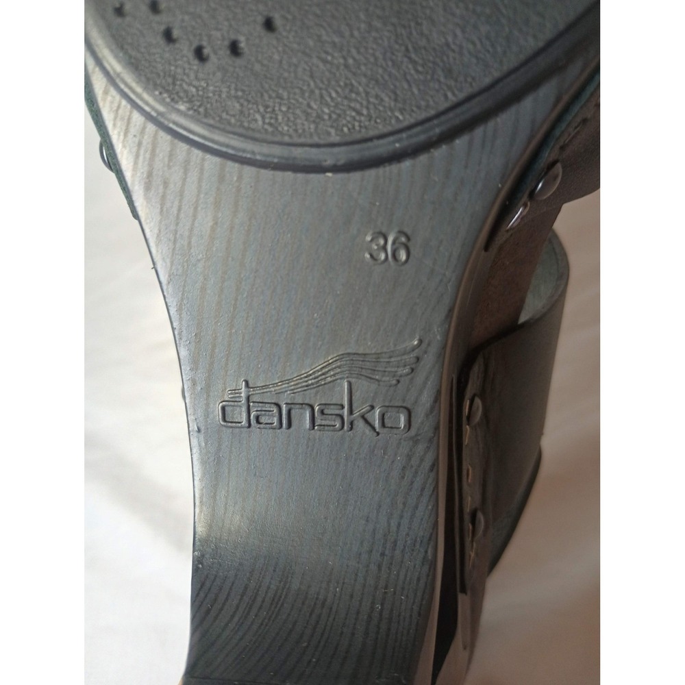 Dansko Thea Black Leather Stapled Clog Sandals Women 36 Adjustable Ankle Strap - Picture 5 of 5